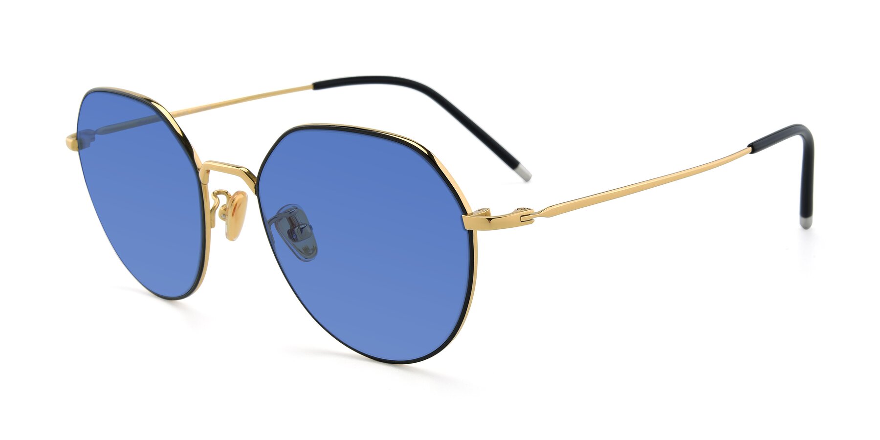 Angle of 90022 in Black-Gold with Blue Tinted Lenses