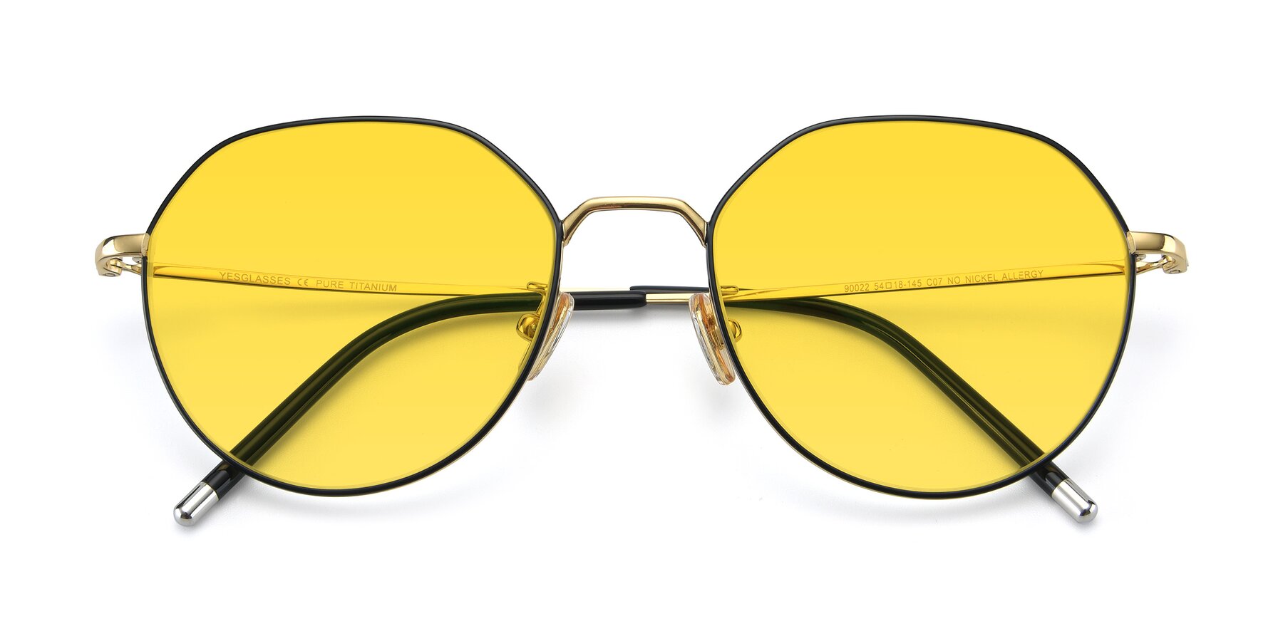 Folded Front of 90022 in Black-Gold with Yellow Tinted Lenses