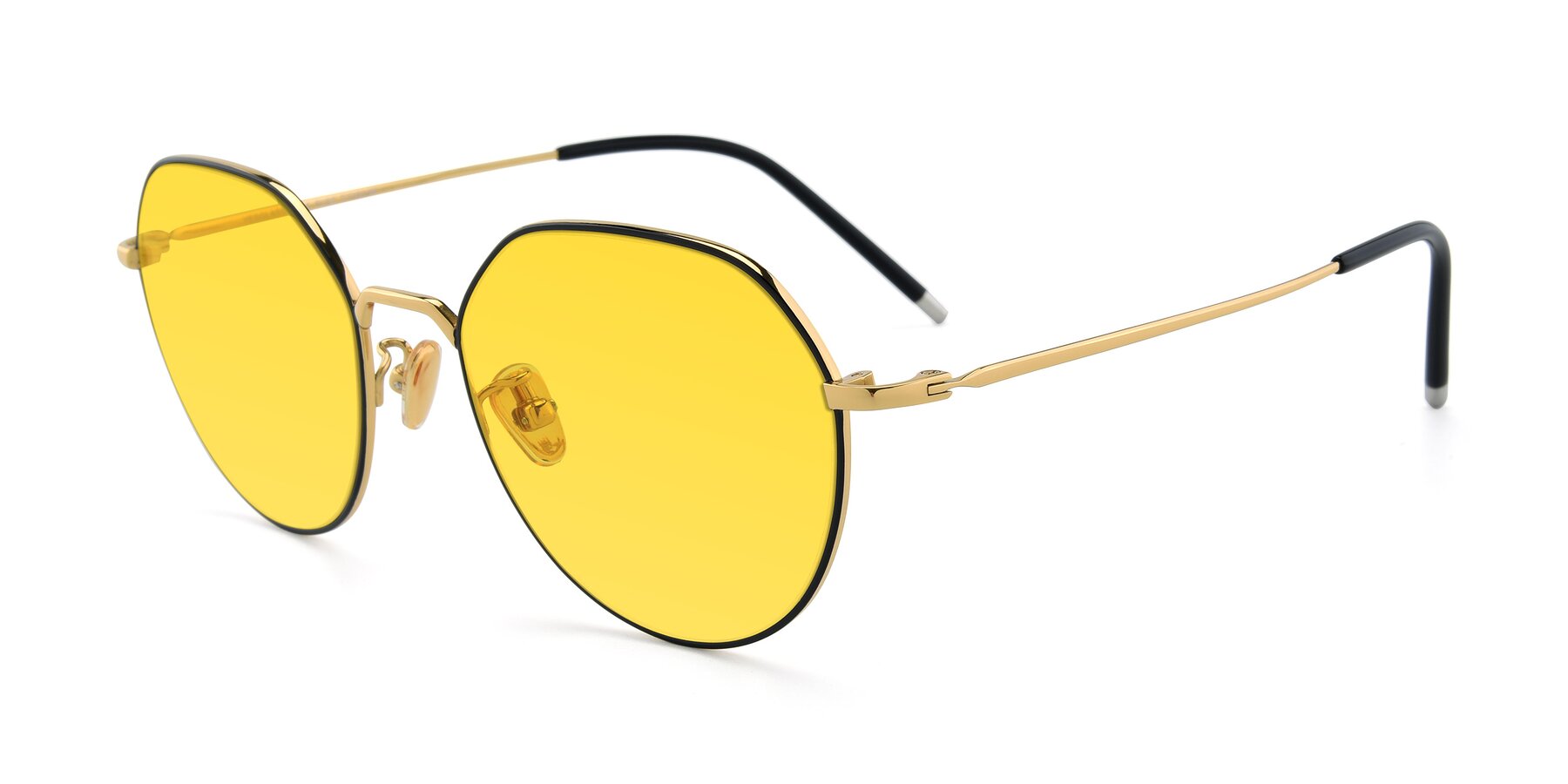Angle of 90022 in Black-Gold with Yellow Tinted Lenses