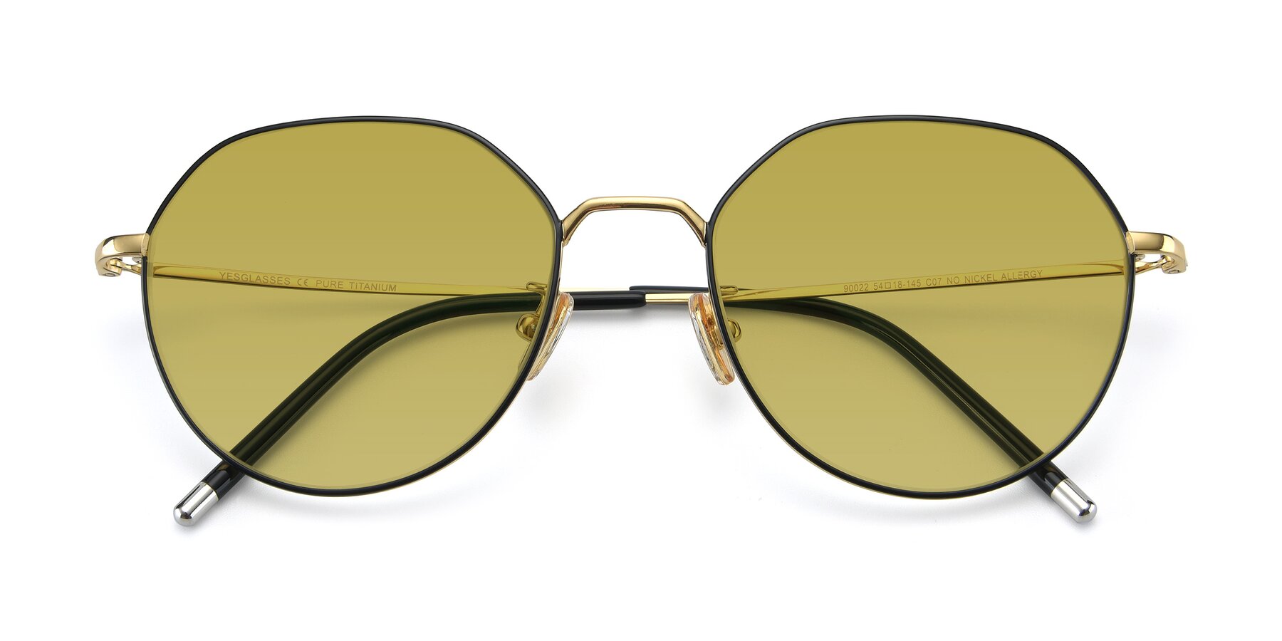 Folded Front of 90022 in Black-Gold with Champagne Tinted Lenses