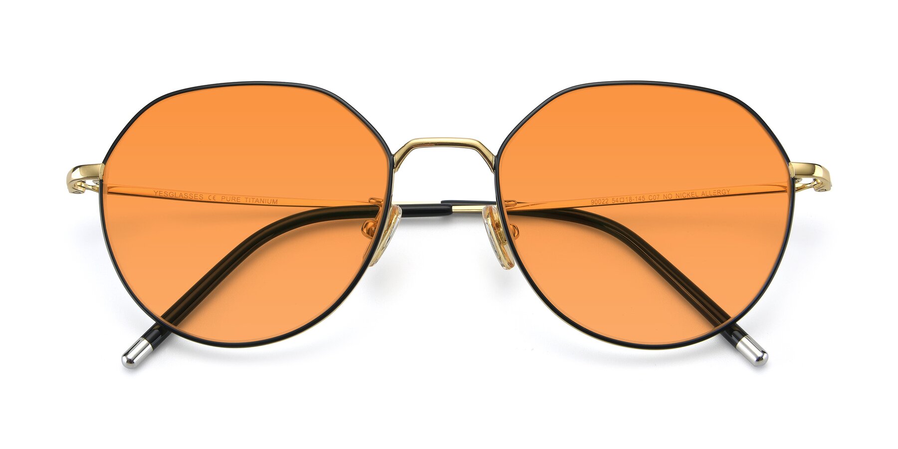 Folded Front of 90022 in Black-Gold with Orange Tinted Lenses