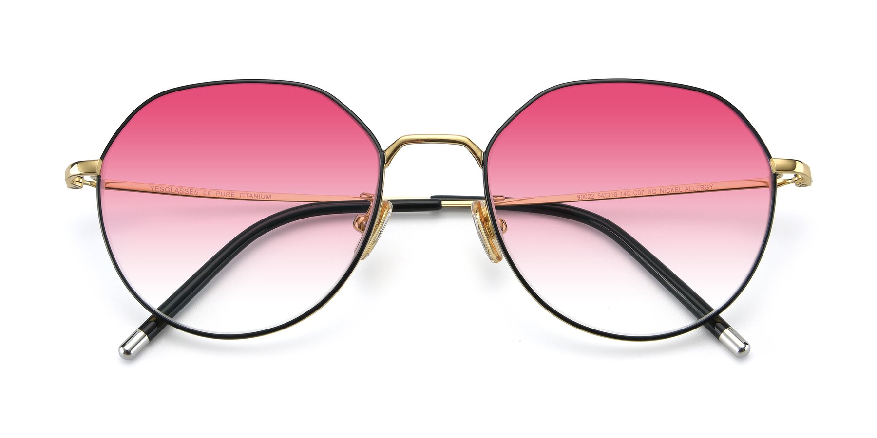 Folded Front of 90022 in Black-Gold with Pink Gradient Lenses