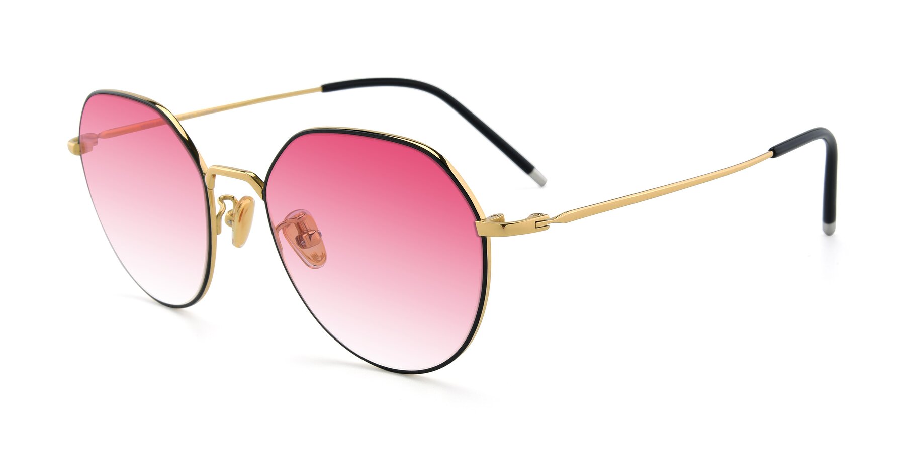 Angle of 90022 in Black-Gold with Pink Gradient Lenses