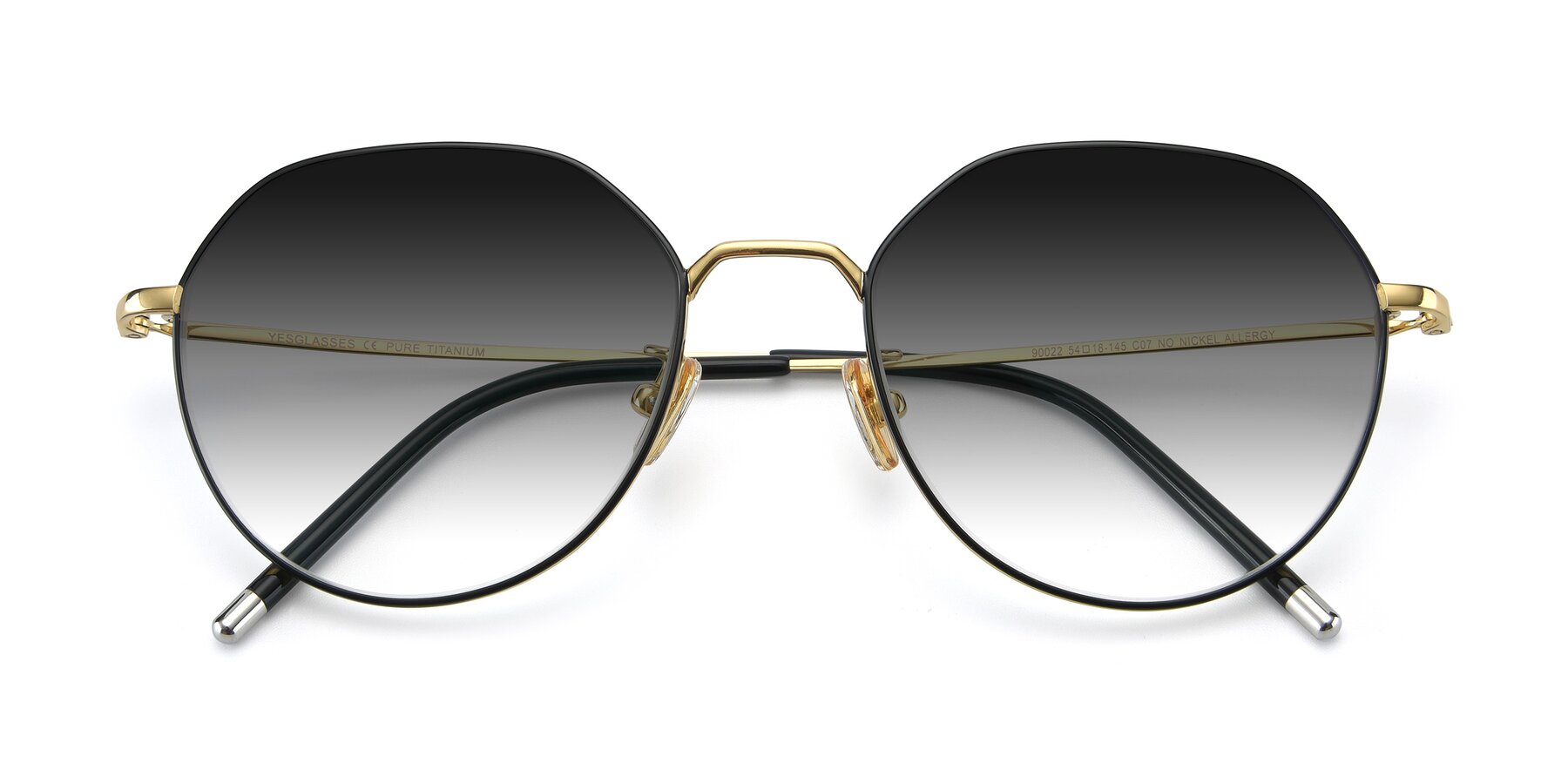 Folded Front of 90022 in Black-Gold with Gray Gradient Lenses