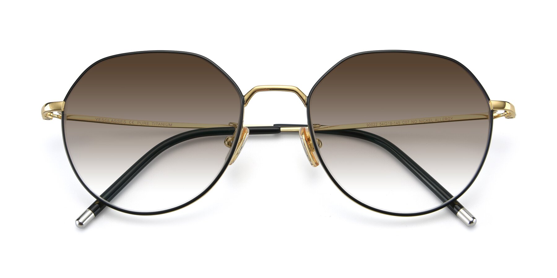 Folded Front of 90022 in Black-Gold with Brown Gradient Lenses