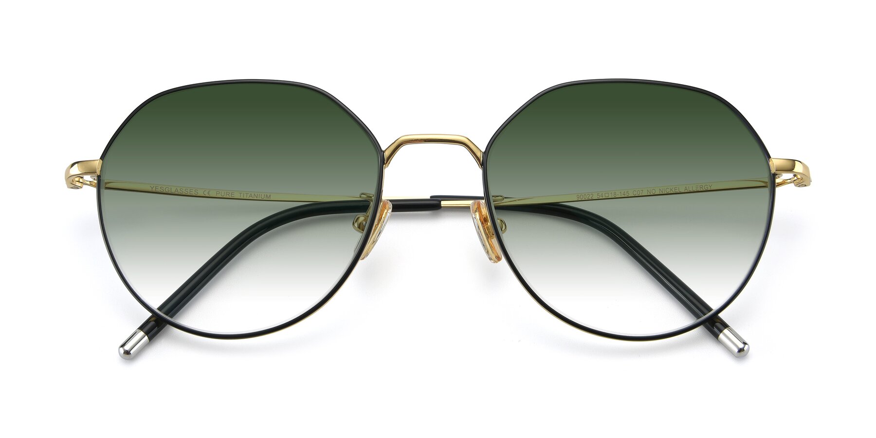 Folded Front of 90022 in Black-Gold with Green Gradient Lenses