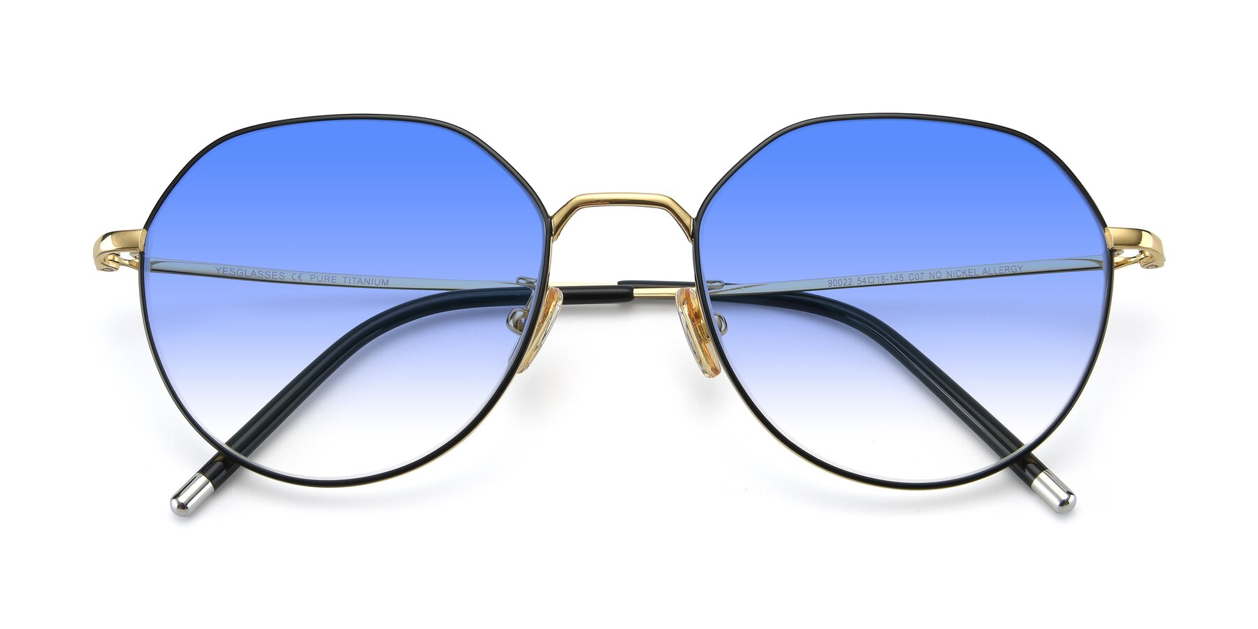 Folded Front of 90022 in Black-Gold with Blue Gradient Lenses