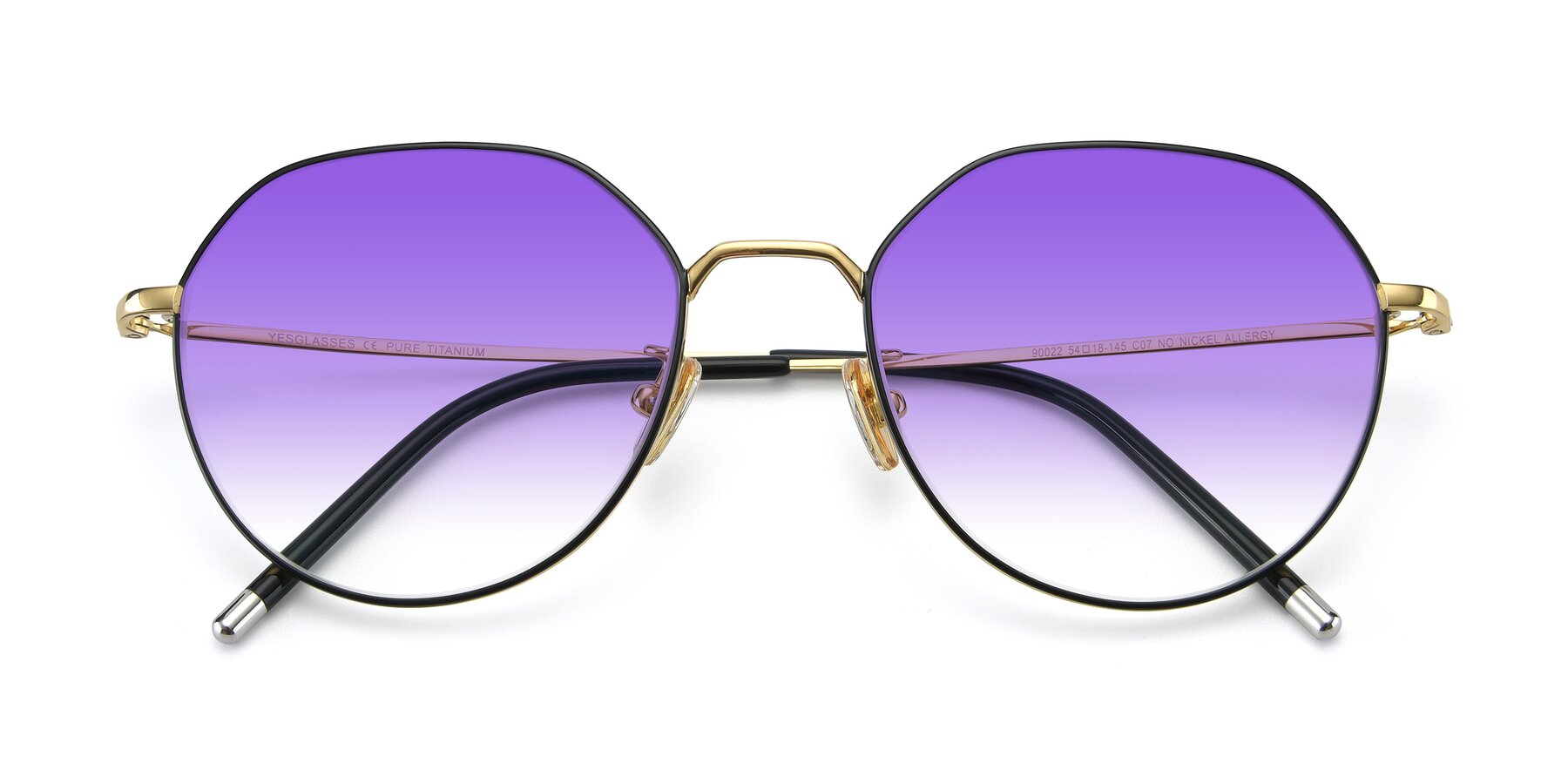 Folded Front of 90022 in Black-Gold with Purple Gradient Lenses