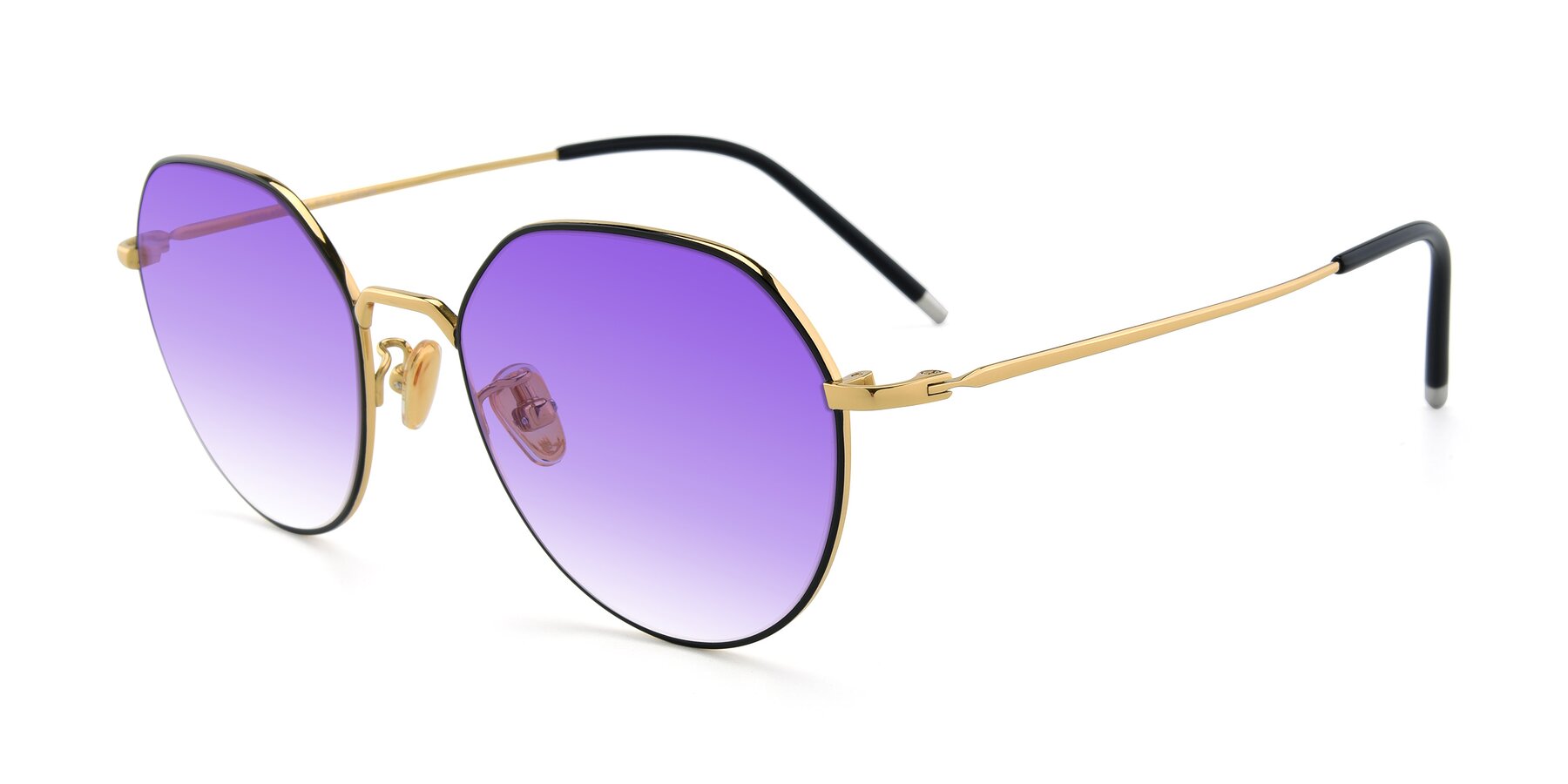 Angle of 90022 in Black-Gold with Purple Gradient Lenses