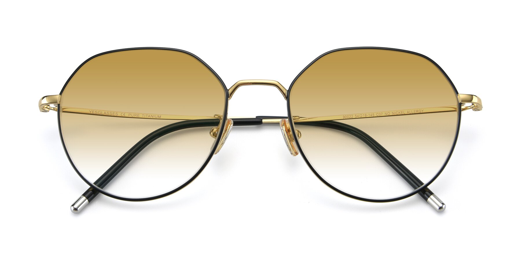 Folded Front of 90022 in Black-Gold with Champagne Gradient Lenses