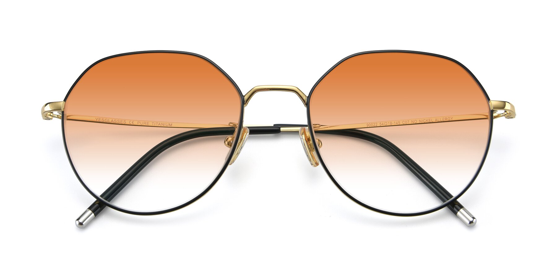 Folded Front of 90022 in Black-Gold with Orange Gradient Lenses