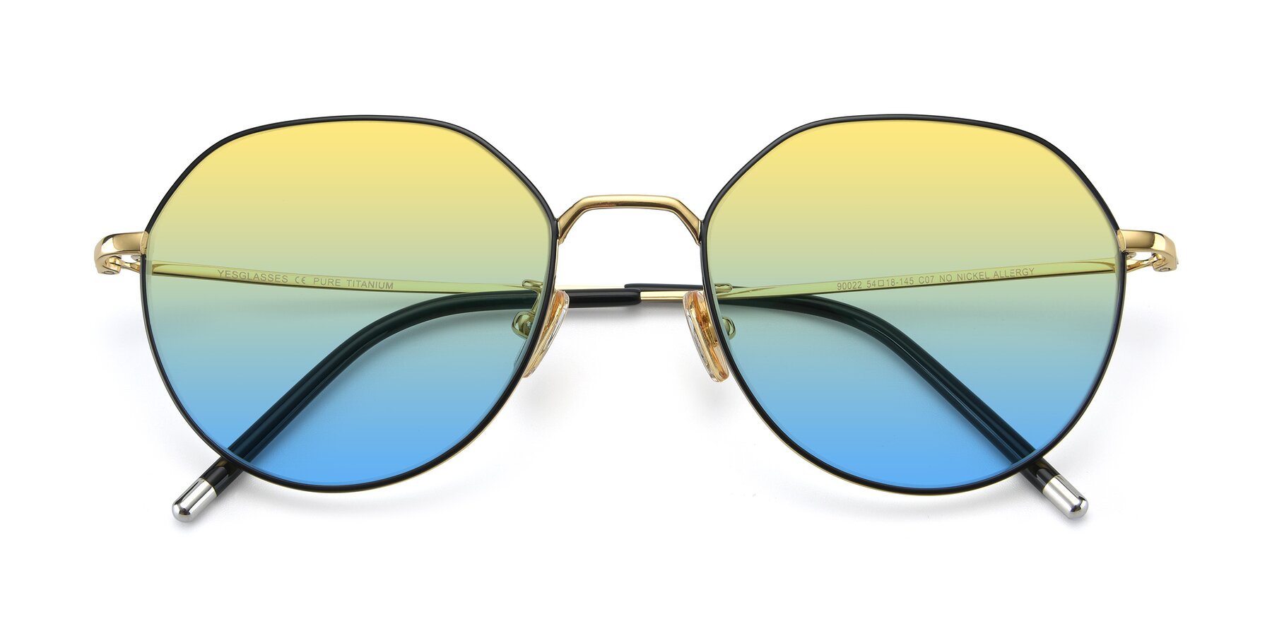 Folded Front of 90022 in Black-Gold with Yellow / Blue Gradient Lenses