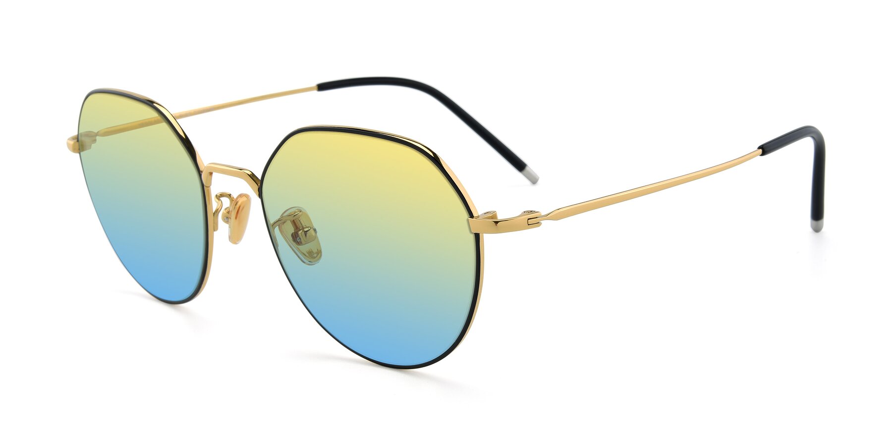 Angle of 90022 in Black-Gold with Yellow / Blue Gradient Lenses