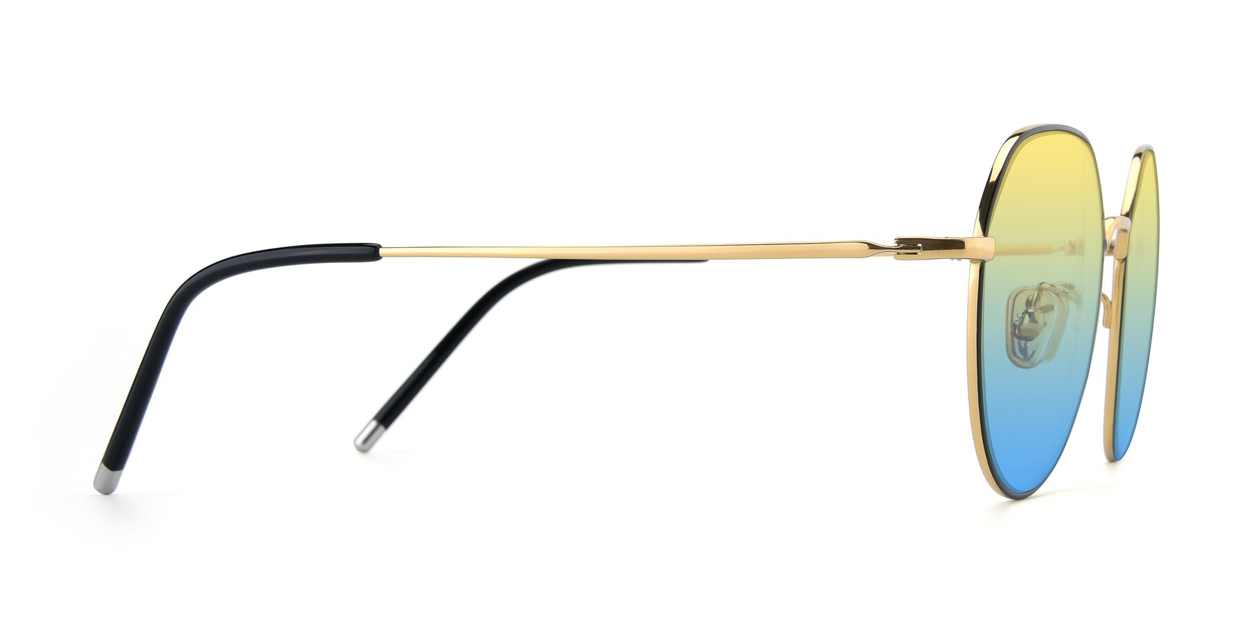 Side of 90022 in Black-Gold with Yellow / Blue Gradient Lenses