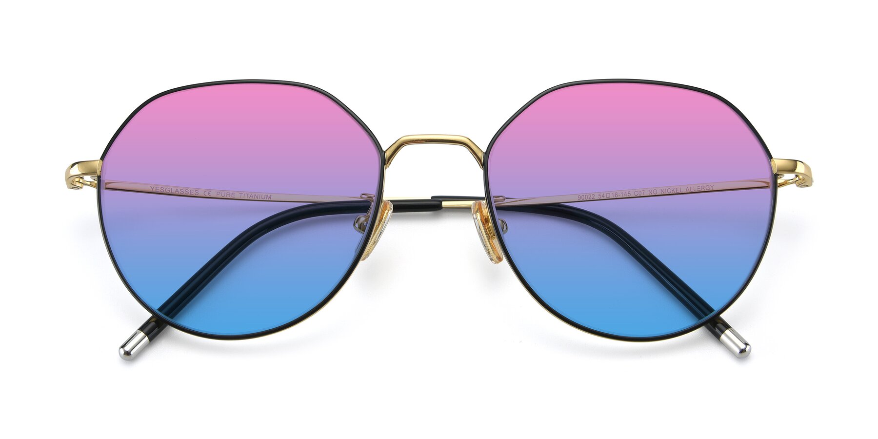Folded Front of 90022 in Black-Gold with Pink / Blue Gradient Lenses