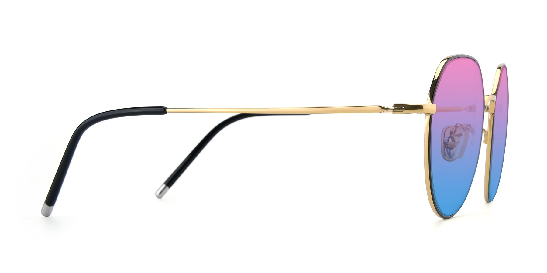 Side of 90022 in Black-Gold with Pink / Blue Gradient Lenses