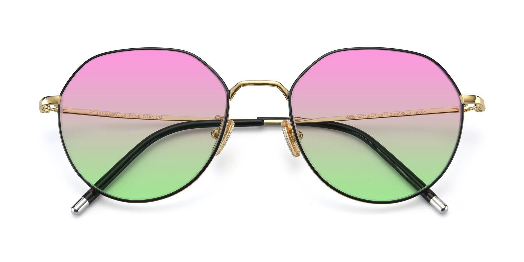 Folded Front of 90022 in Black-Gold with Pink / Green Gradient Lenses