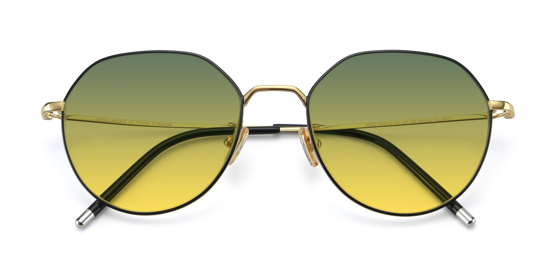 Folded Front of 90022 in Black-Gold with Green / Yellow Gradient Lenses