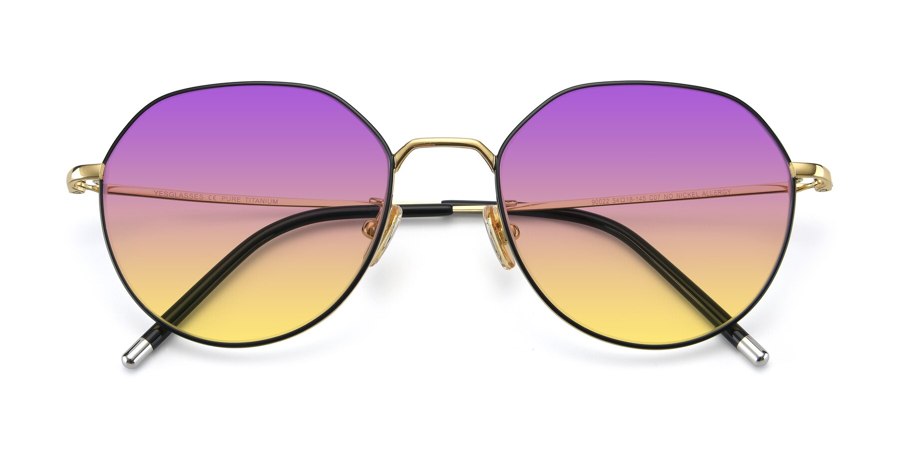 Folded Front of 90022 in Black-Gold with Purple / Yellow Gradient Lenses