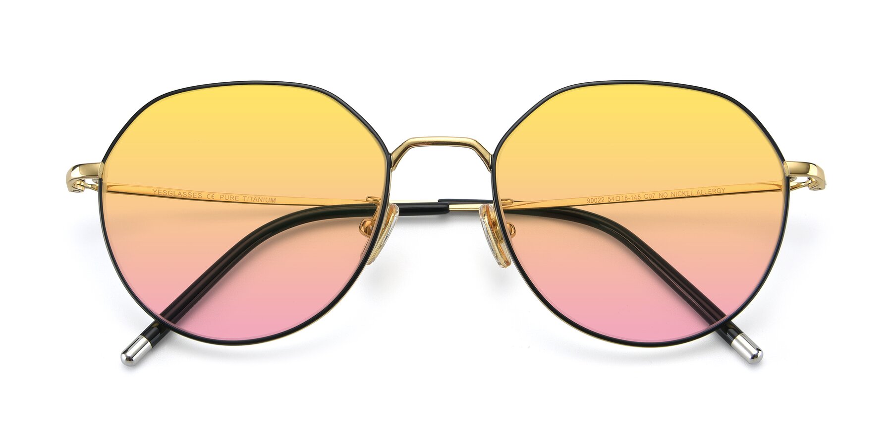 Folded Front of 90022 in Black-Gold with Yellow / Pink Gradient Lenses