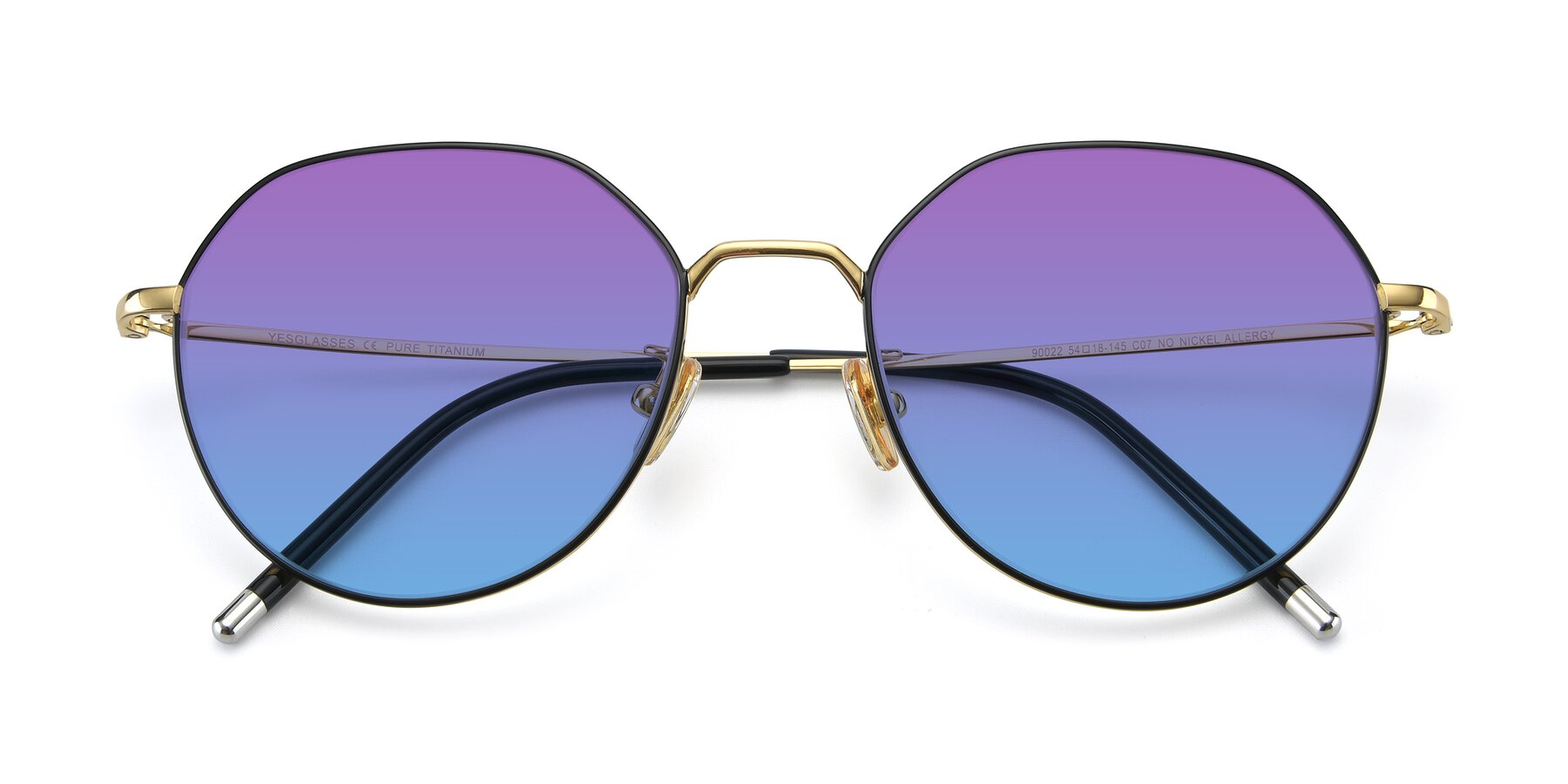 Folded Front of 90022 in Black-Gold with Purple / Blue Gradient Lenses