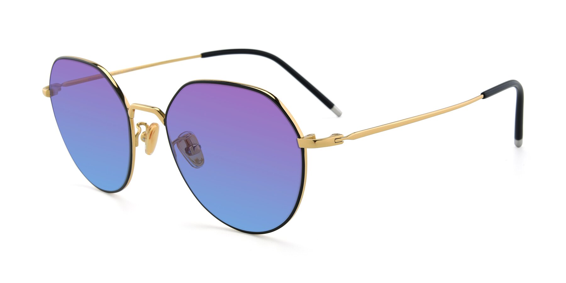 Angle of 90022 in Black-Gold with Purple / Blue Gradient Lenses