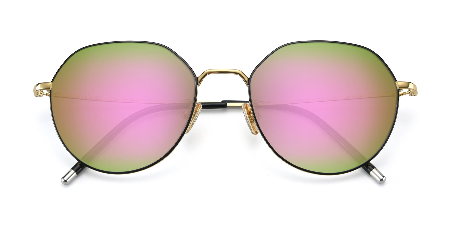 Folded Front of 90022 in Black-Gold with Pink Mirrored Lenses