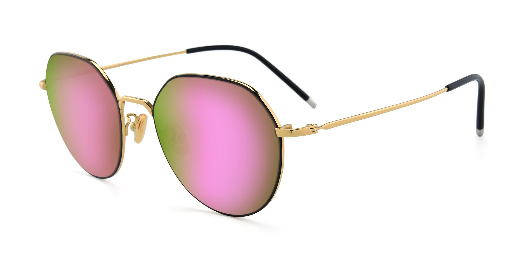Angle of 90022 in Black-Gold with Pink Mirrored Lenses