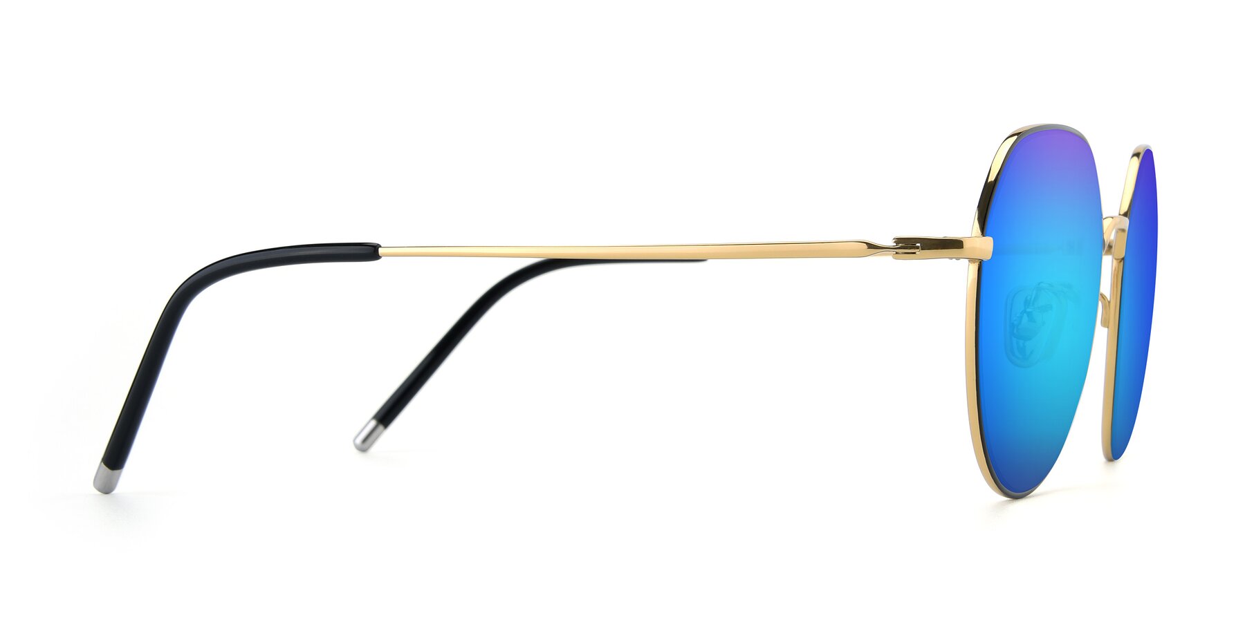 Side of 90022 in Black-Gold with Blue Mirrored Lenses