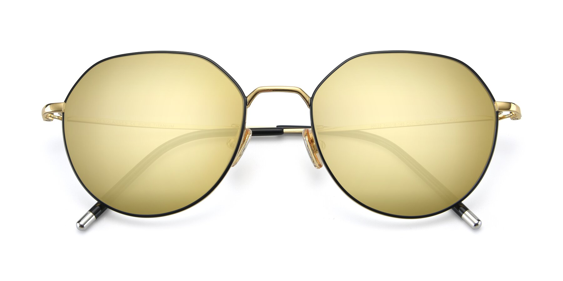 Folded Front of 90022 in Black-Gold with Gold Mirrored Lenses