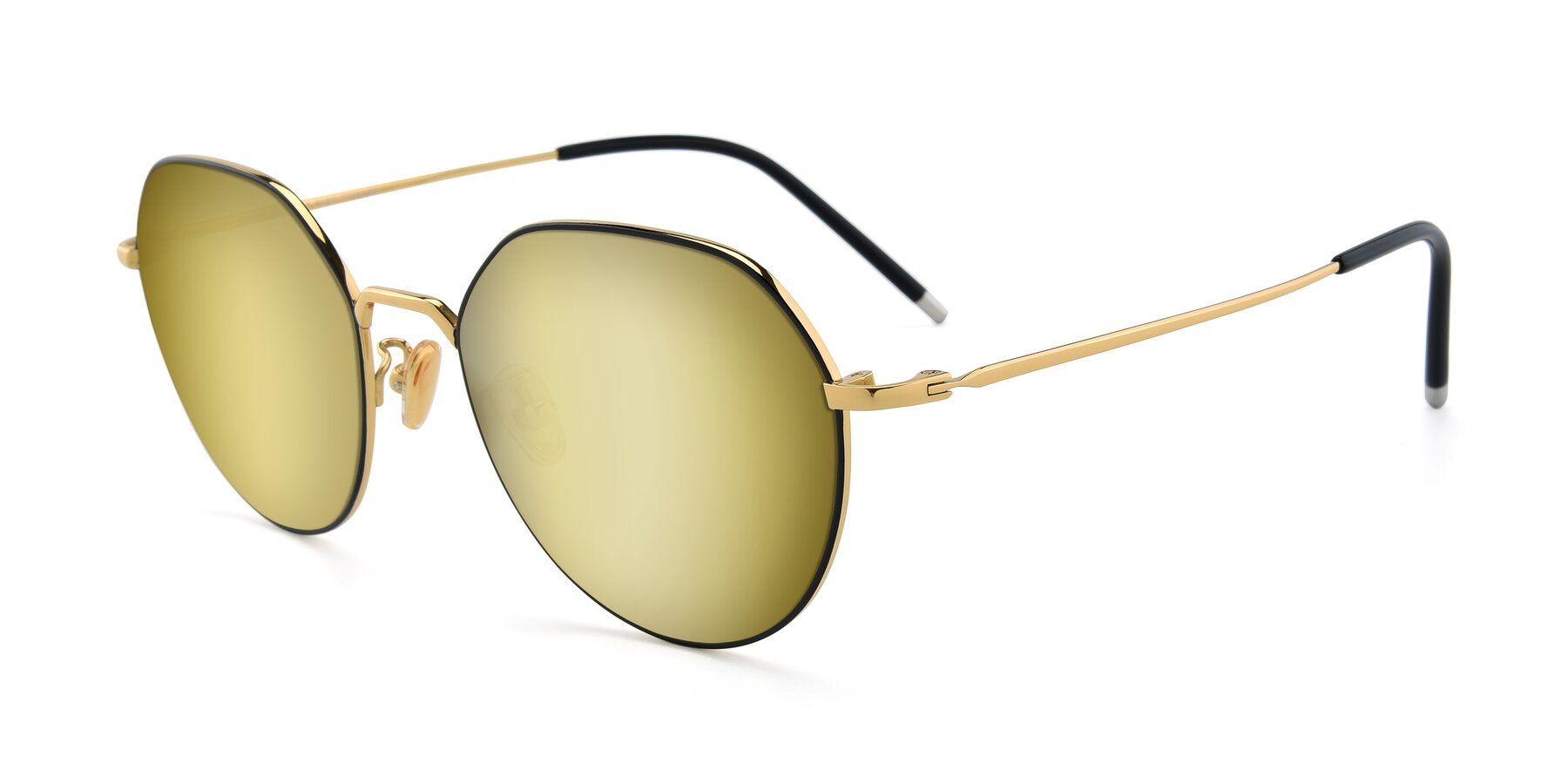 Angle of 90022 in Black-Gold with Gold Mirrored Lenses