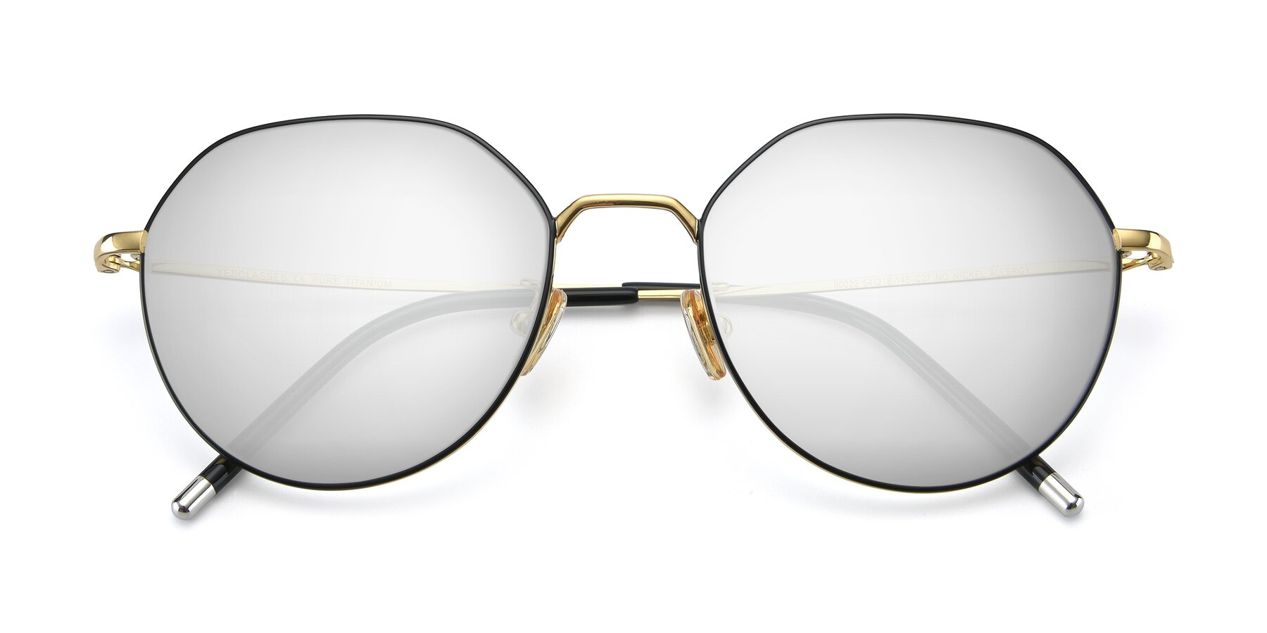 Folded Front of 90022 in Black-Gold with Silver Mirrored Lenses