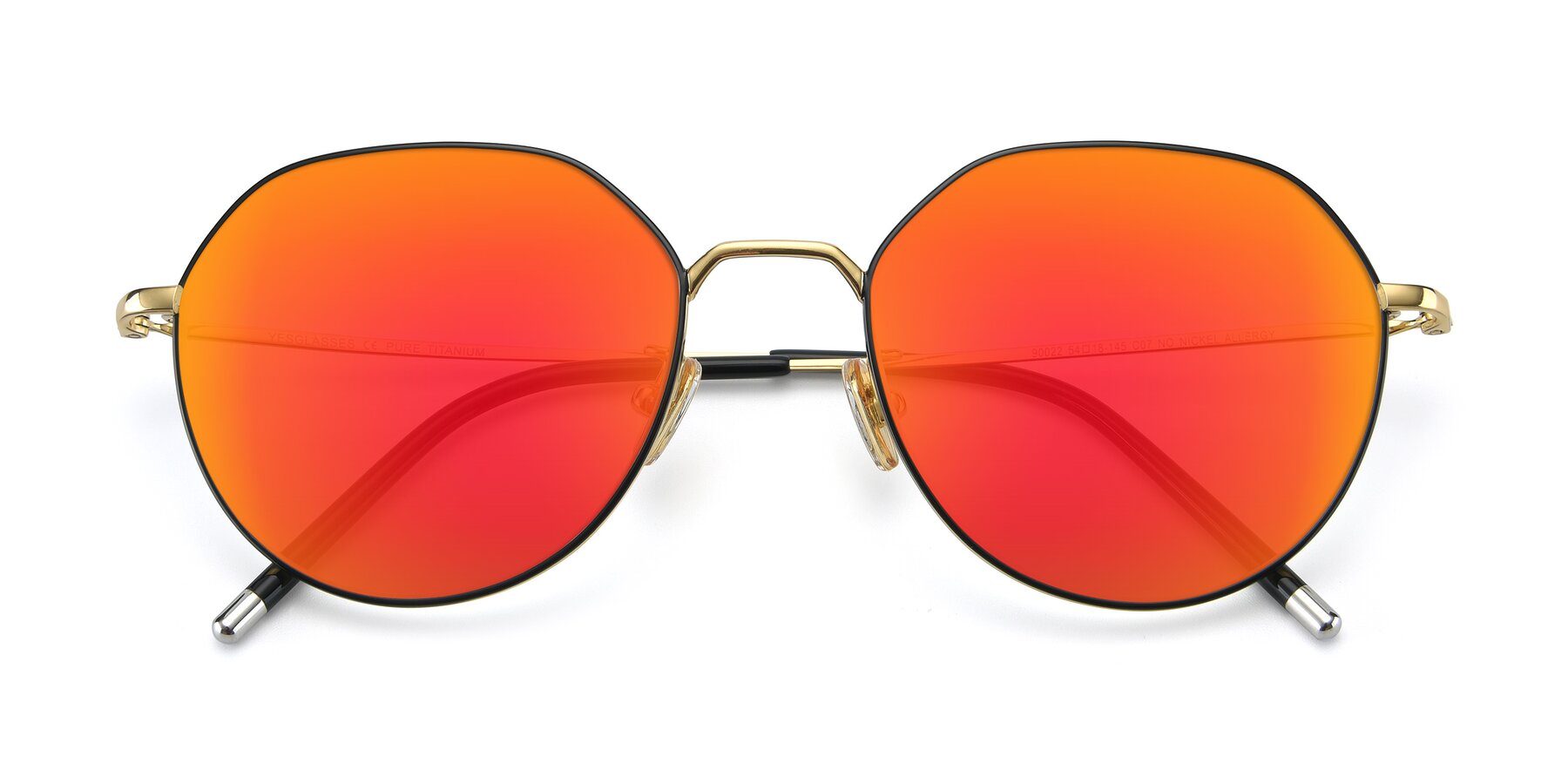 Folded Front of 90022 in Black-Gold with Red Gold Mirrored Lenses