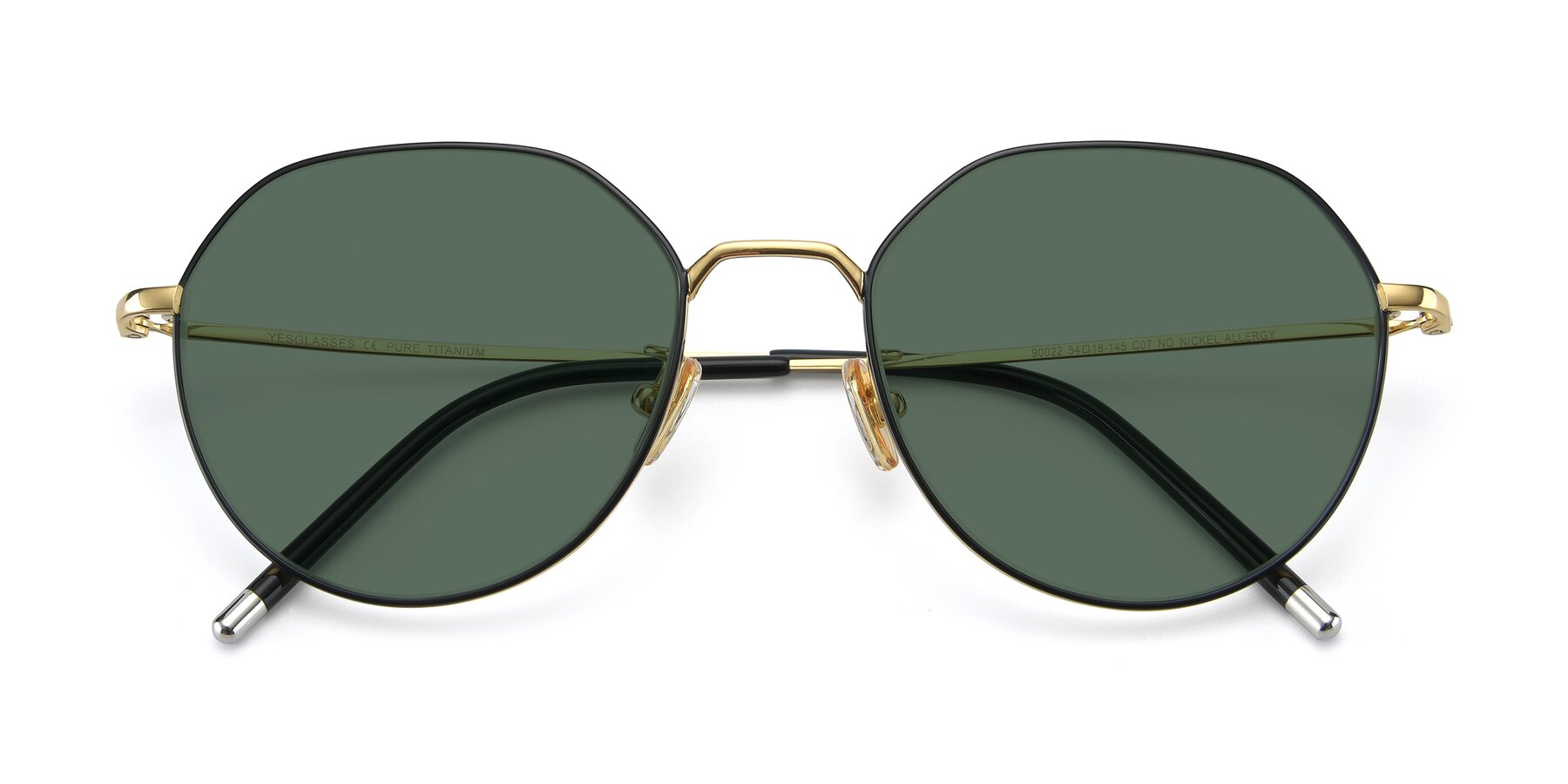 Folded Front of 90022 in Black-Gold with Green Polarized Lenses