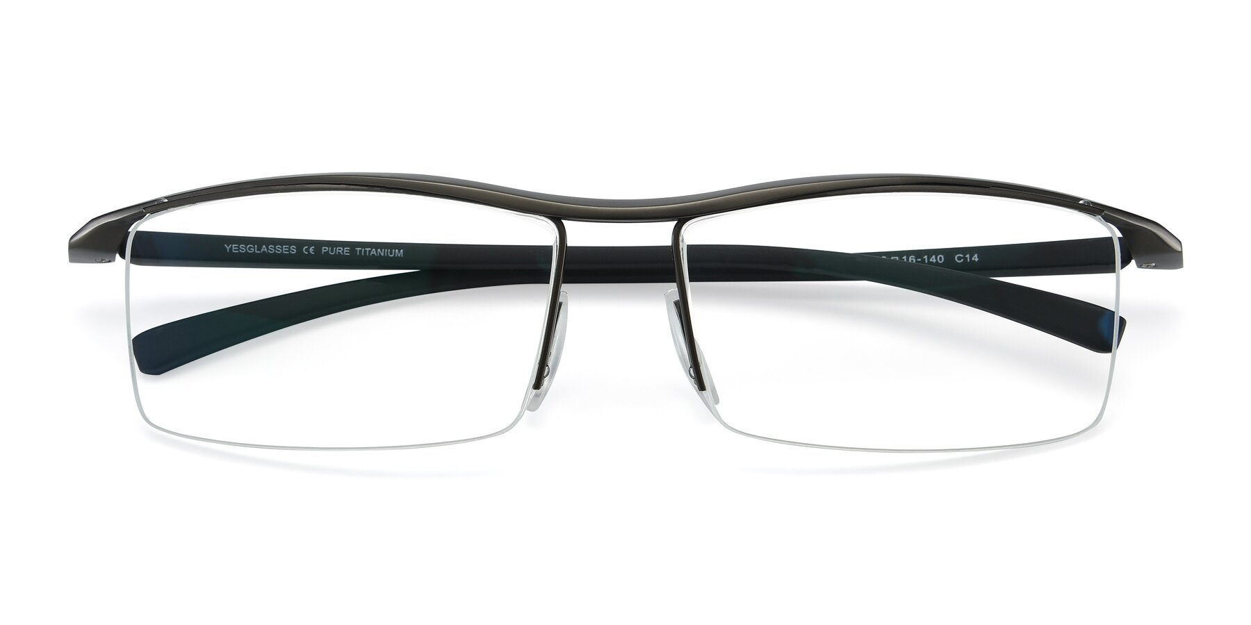 Folded Front of 40001 in Gunmetal with Clear Blue Light Blocking Lenses