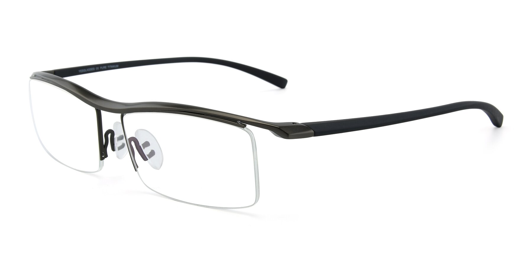 Angle of 40001 in Gunmetal with Clear Reading Eyeglass Lenses