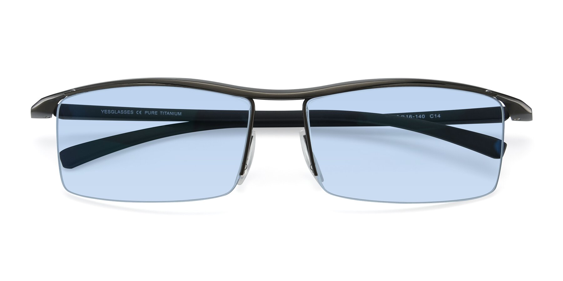 Folded Front of 40001 in Gunmetal with Light Blue Tinted Lenses