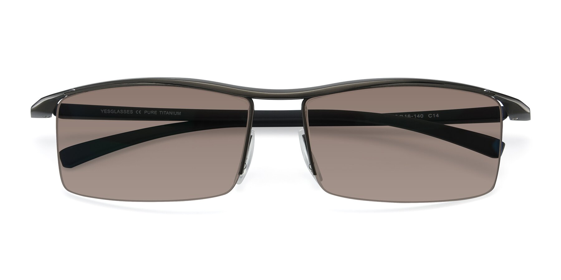 Folded Front of 40001 in Gunmetal with Medium Brown Tinted Lenses