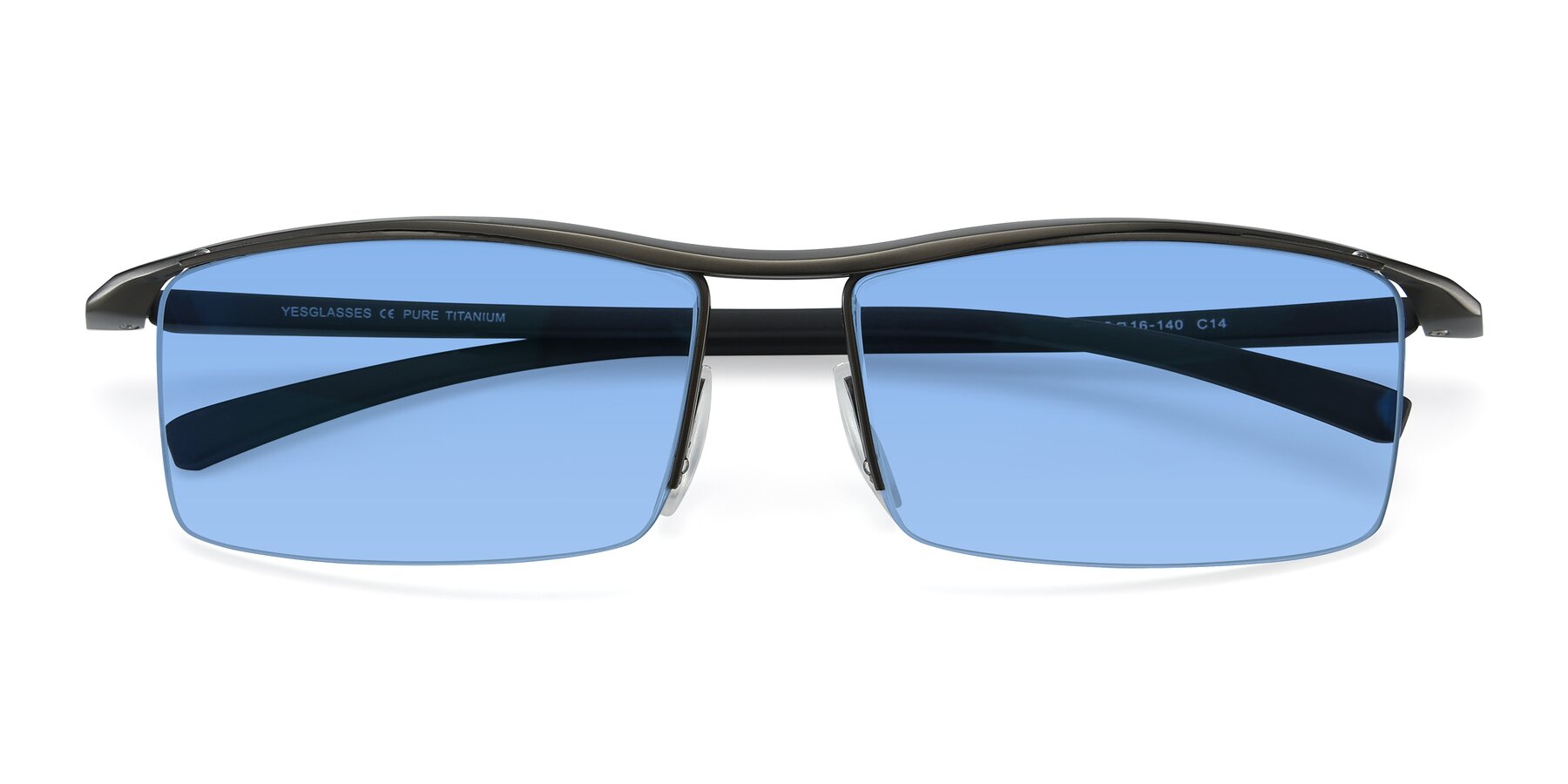 Folded Front of 40001 in Gunmetal with Medium Blue Tinted Lenses