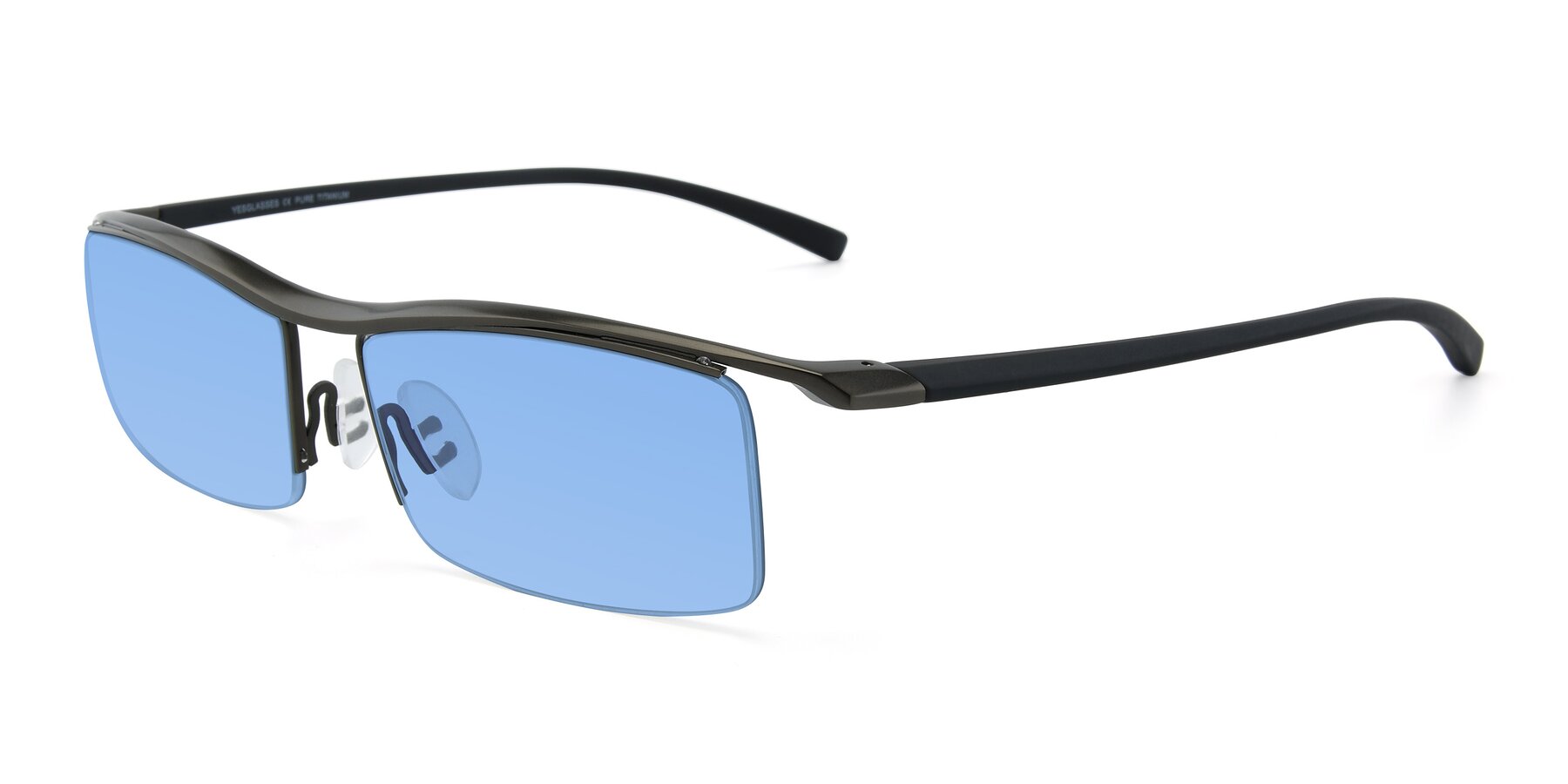 Angle of 40001 in Gunmetal with Medium Blue Tinted Lenses
