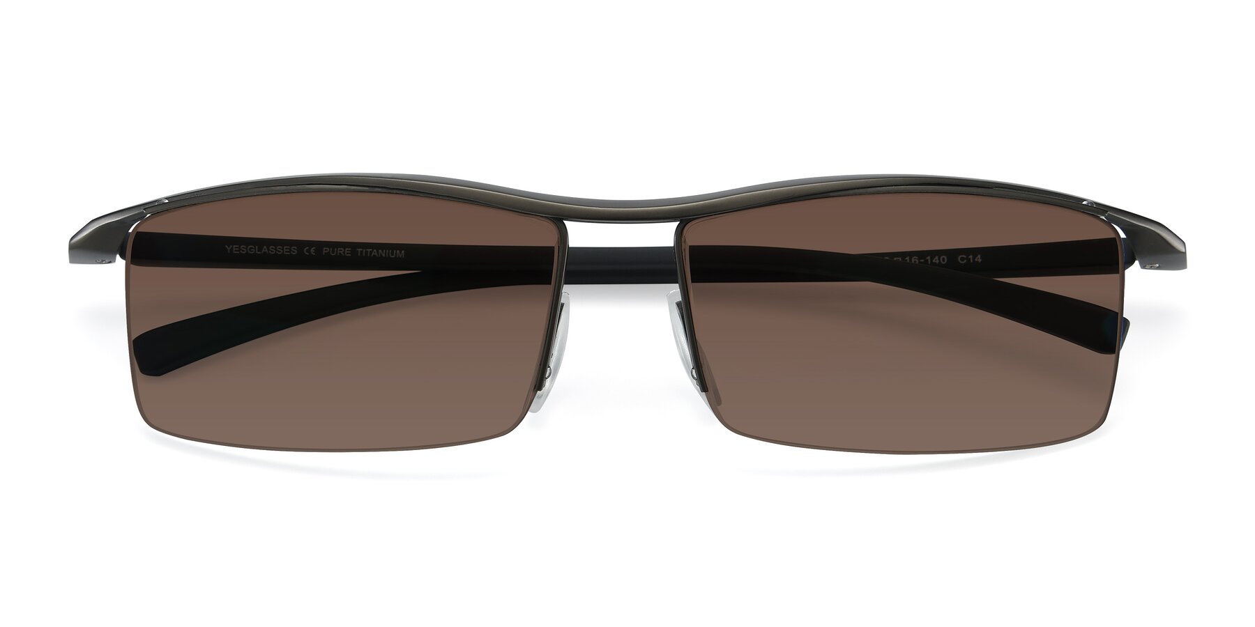 Folded Front of 40001 in Gunmetal with Brown Tinted Lenses