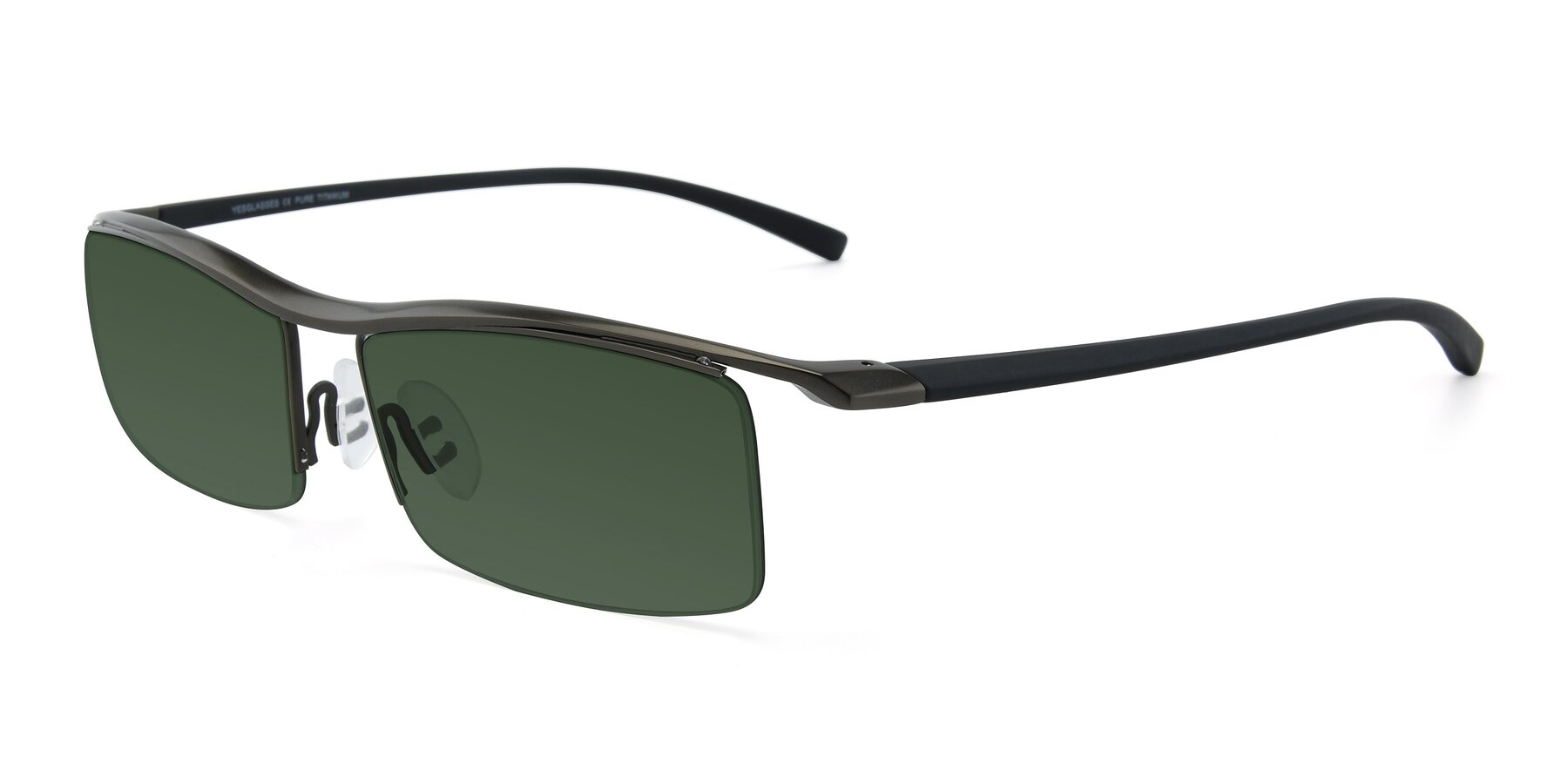 Angle of 40001 in Gunmetal with Green Tinted Lenses
