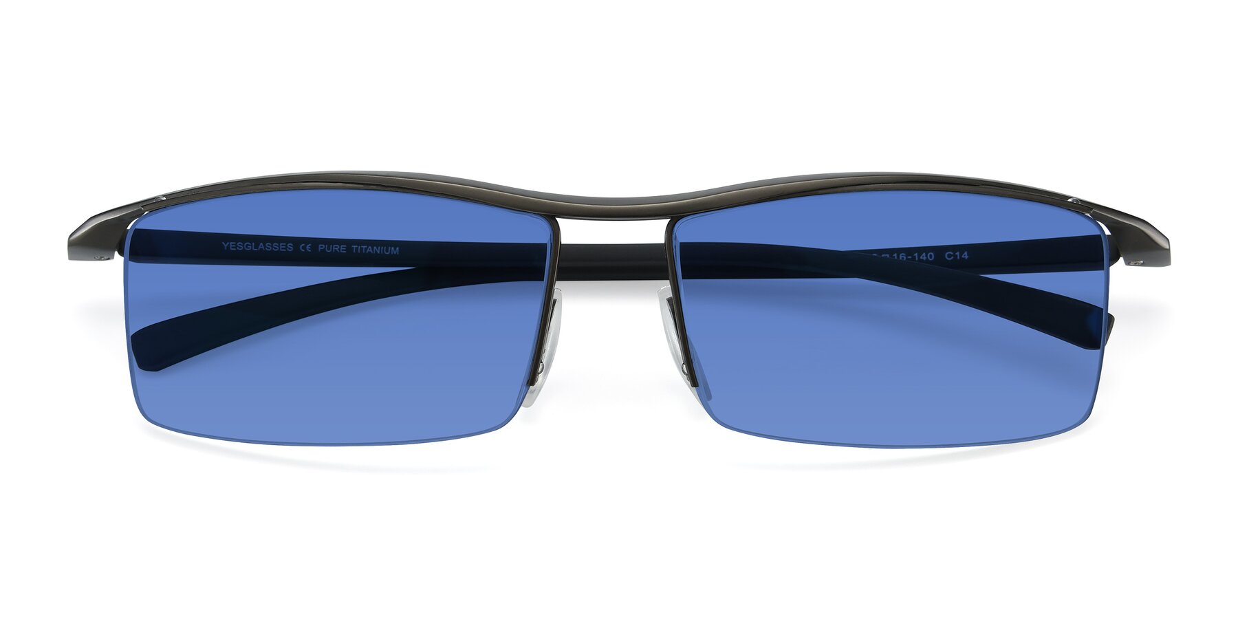 Folded Front of 40001 in Gunmetal with Blue Tinted Lenses
