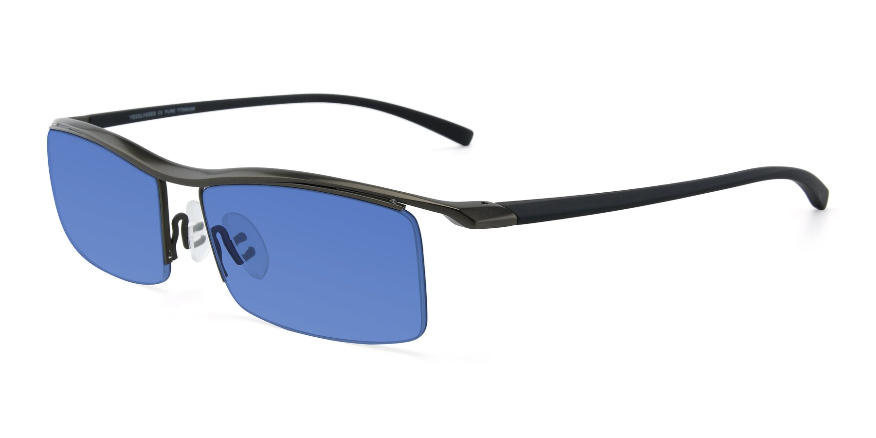 Angle of 40001 in Gunmetal with Blue Tinted Lenses