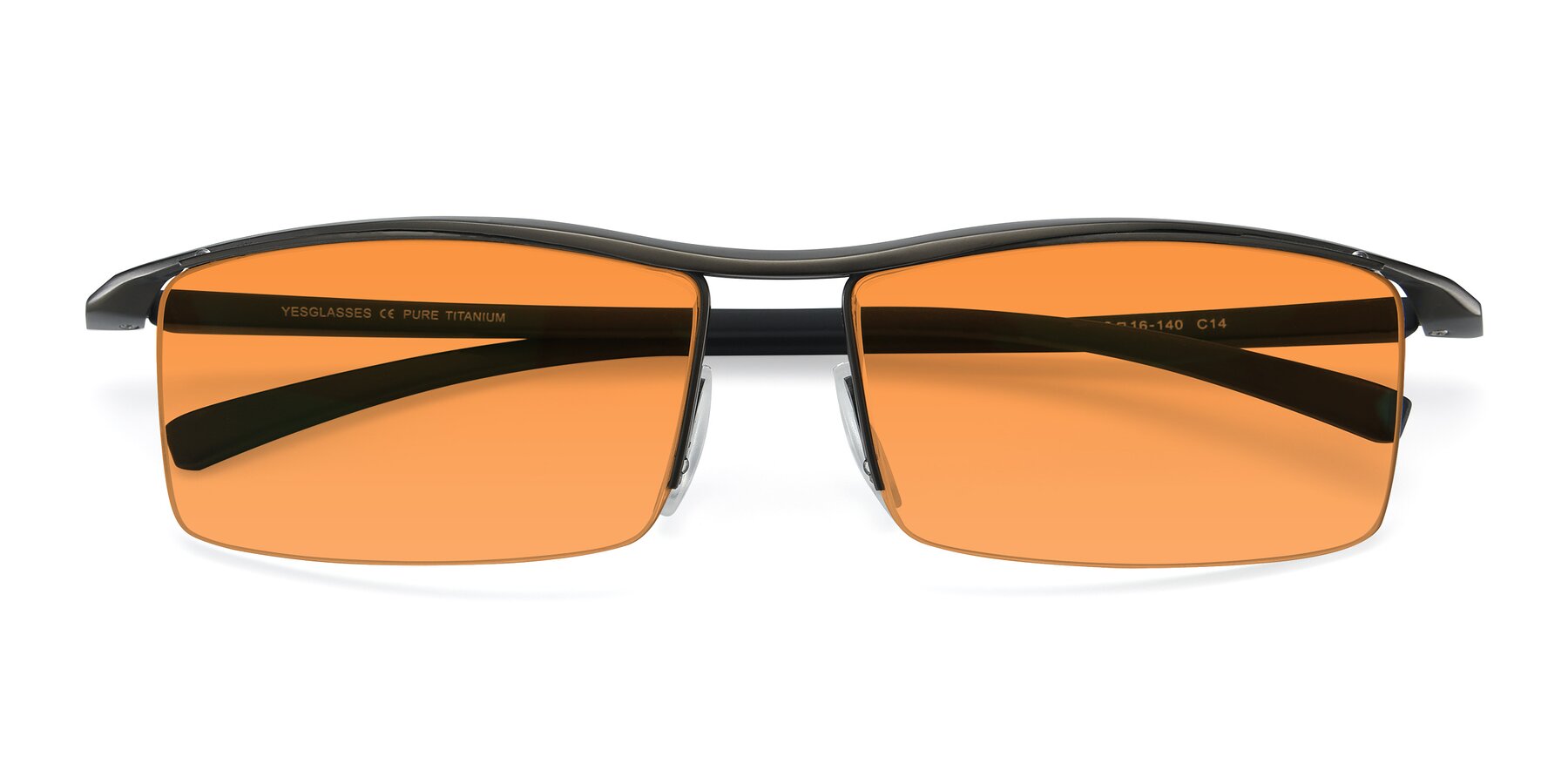 Folded Front of 40001 in Gunmetal with Orange Tinted Lenses