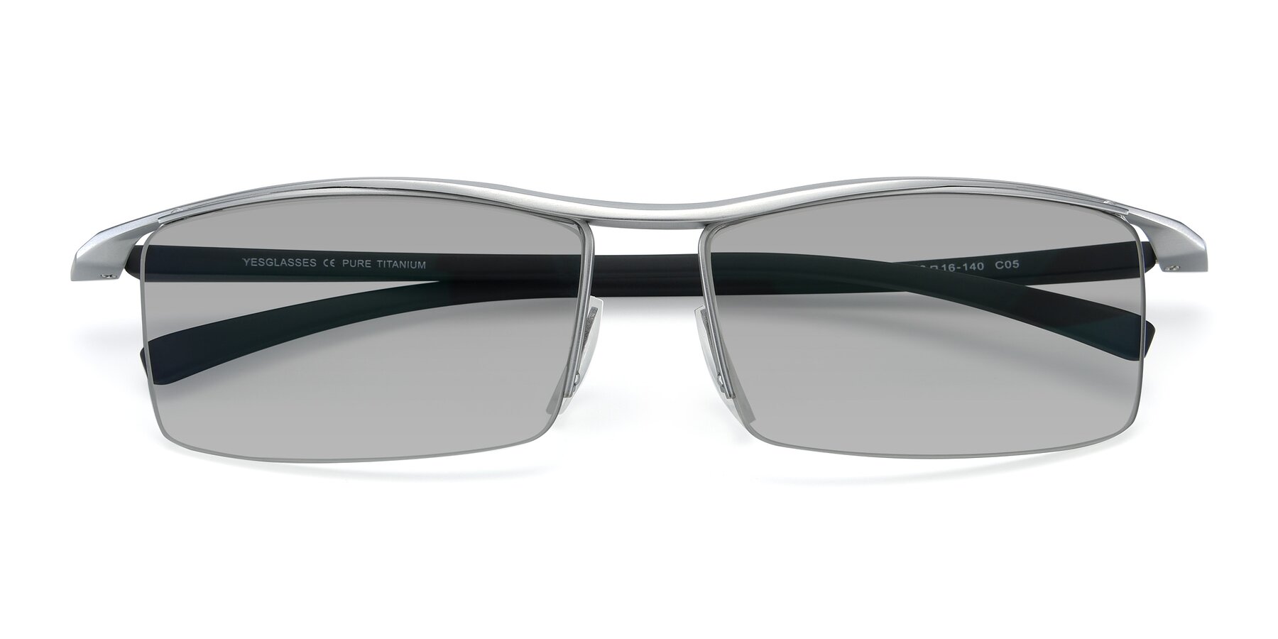 Folded Front of 40001 in Silver with Light Gray Tinted Lenses