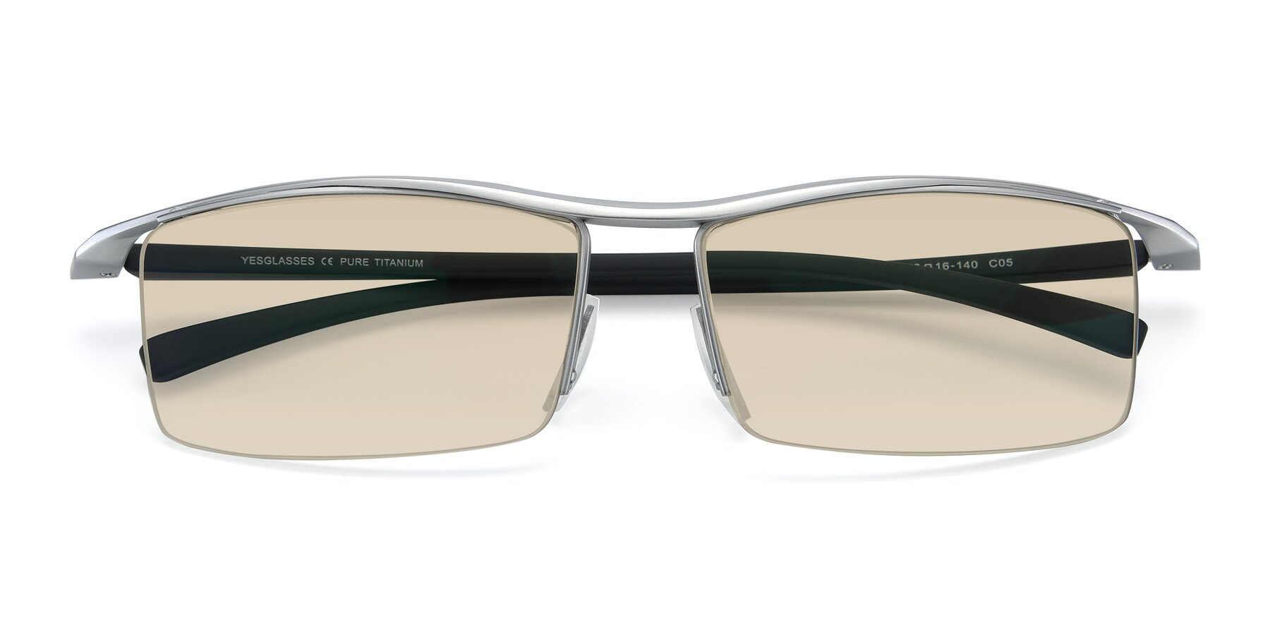 Folded Front of 40001 in Silver with Light Brown Tinted Lenses