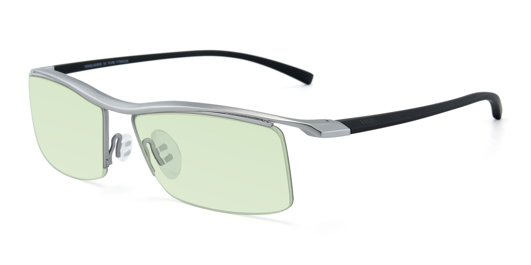 Angle of 40001 in Silver with Light Green Tinted Lenses