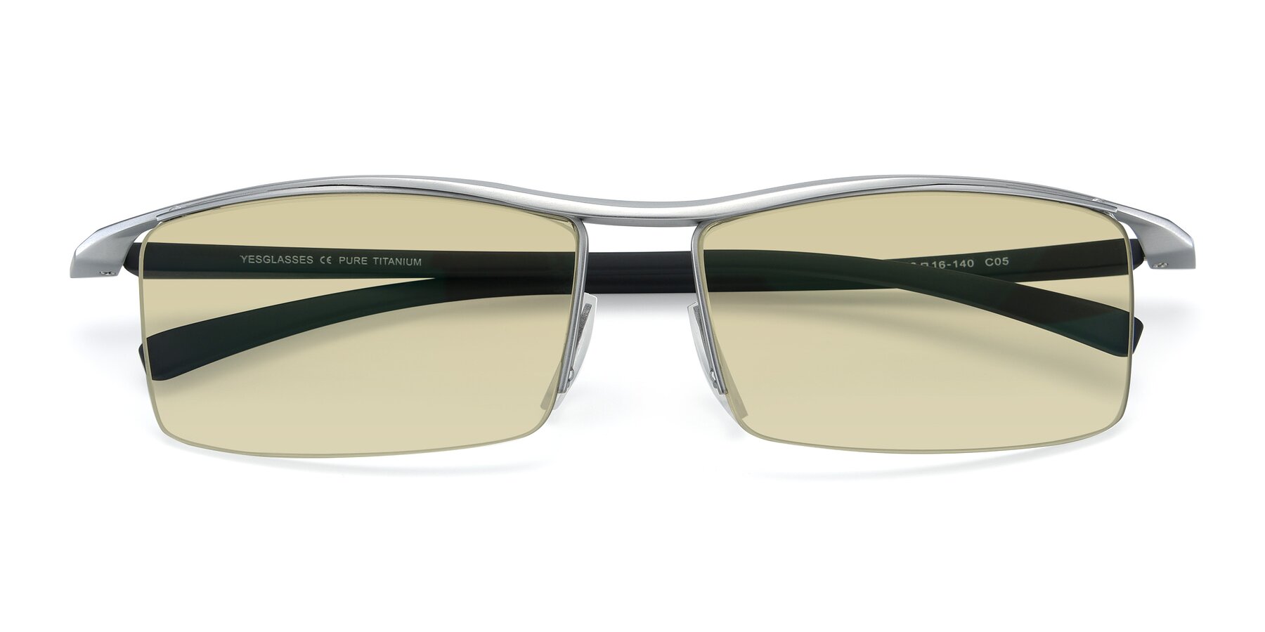 Folded Front of 40001 in Silver with Light Champagne Tinted Lenses