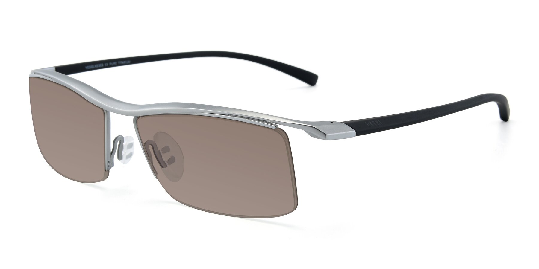 Angle of 40001 in Silver with Medium Brown Tinted Lenses